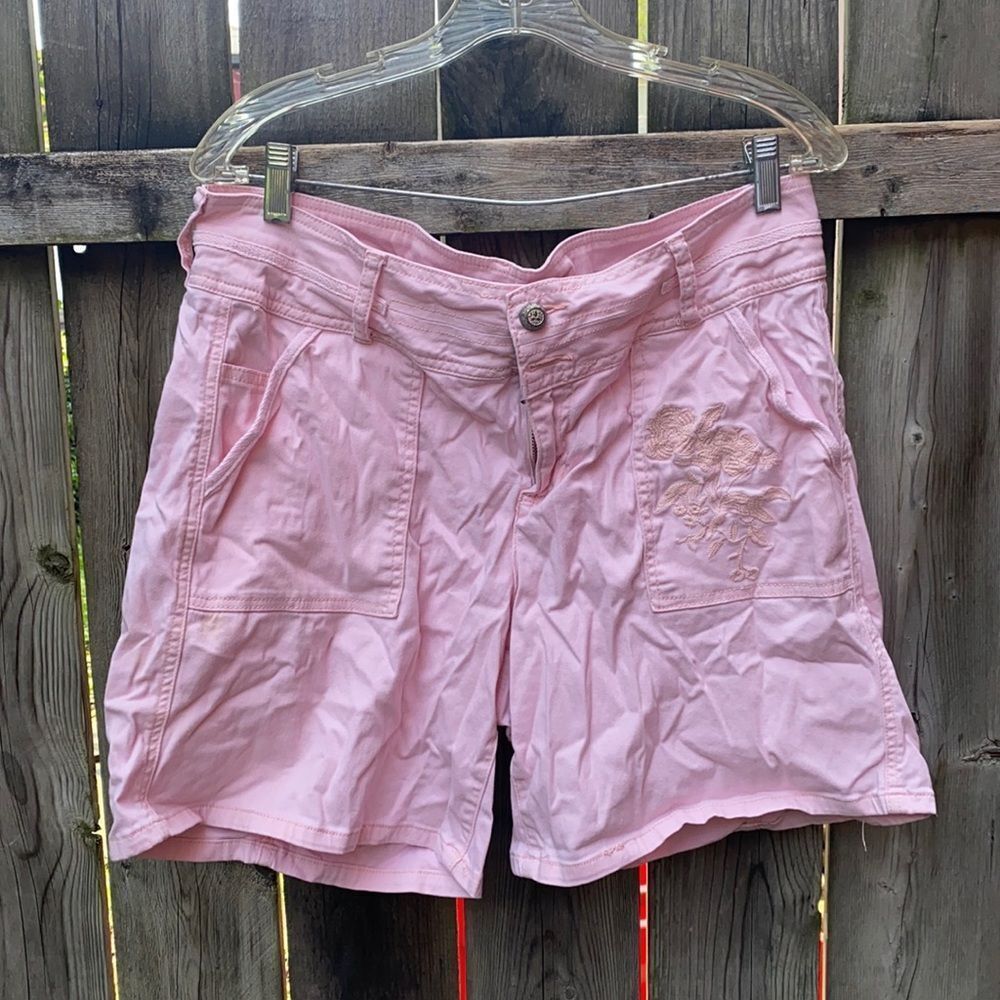 Pink floral embroidered shorts sz. 14